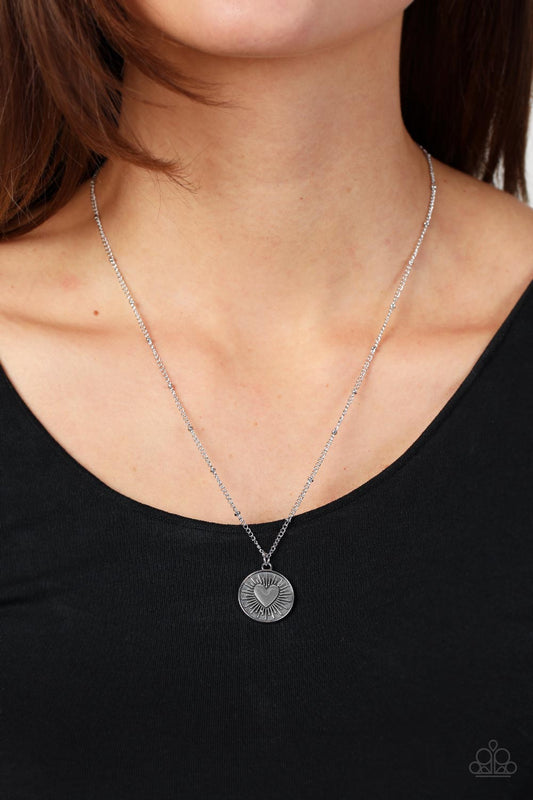 Lovestruck Shimmer - Silver Heart Pendant Paparazzi Necklace & matching earrings