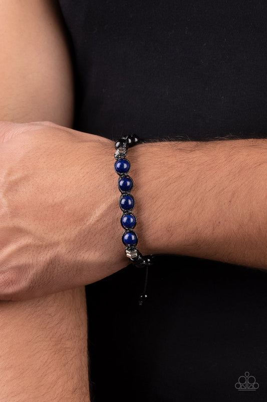 Vista Vision - Blue Stone Beads/Silver Hexagonal Accents/Black Bead Paparazzi Urban Bracelet