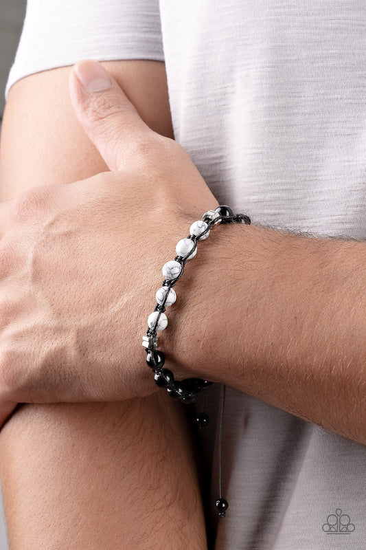 Vista Vision - White Stone & Black Beads/Hexagonal Accent Paparazzi Urban Bracelet