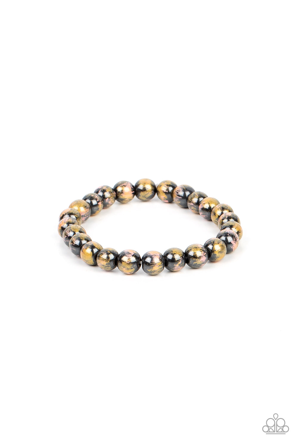 Astro Artistry - Pink, Gold, & Gunmetal Beaded Paparazzi Stretch Bracelet