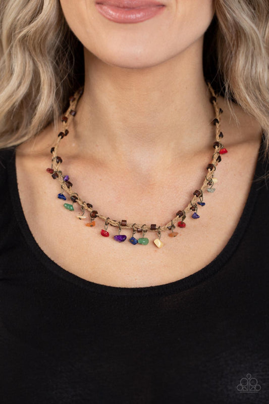 Canyon Voyage - Multi Natural Stones & Wooden Accent Paparazzi Urban Necklace