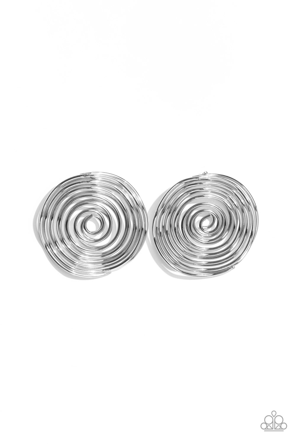 COIL Over - Silver Coiled Spiral Paparazzi Post Earrings