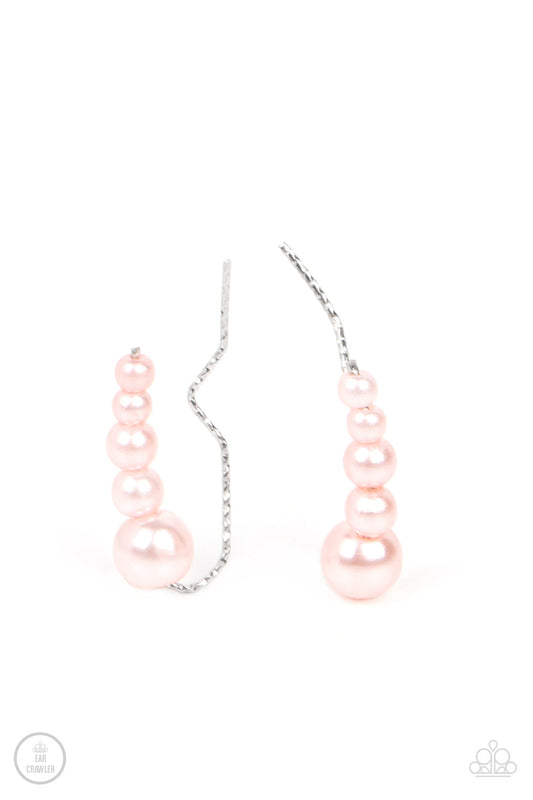 Dropping into Divine - Pink Dainty Pearl Paparazzi Ear Crawler Earrings