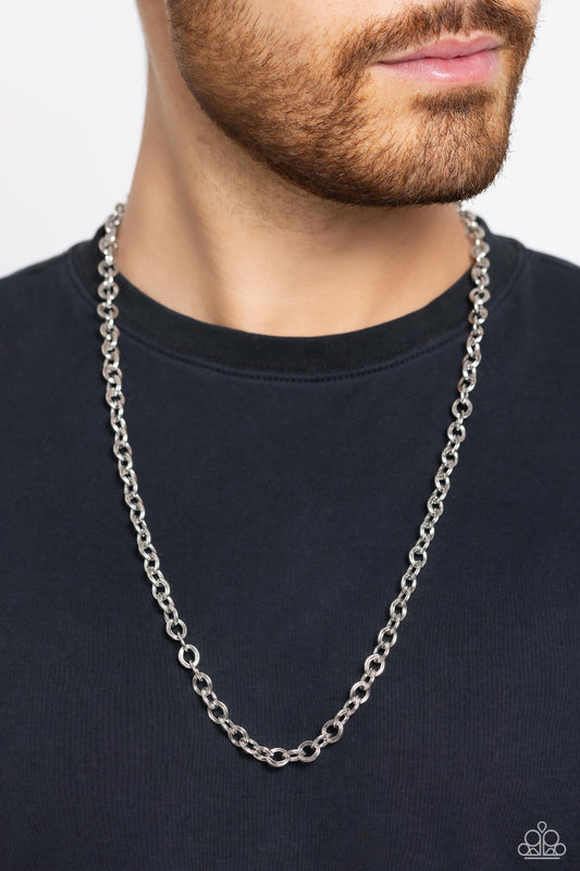 Its GOAL Time - Silver Asymmetrical Linked Loops Paparazzi Men's Necklace