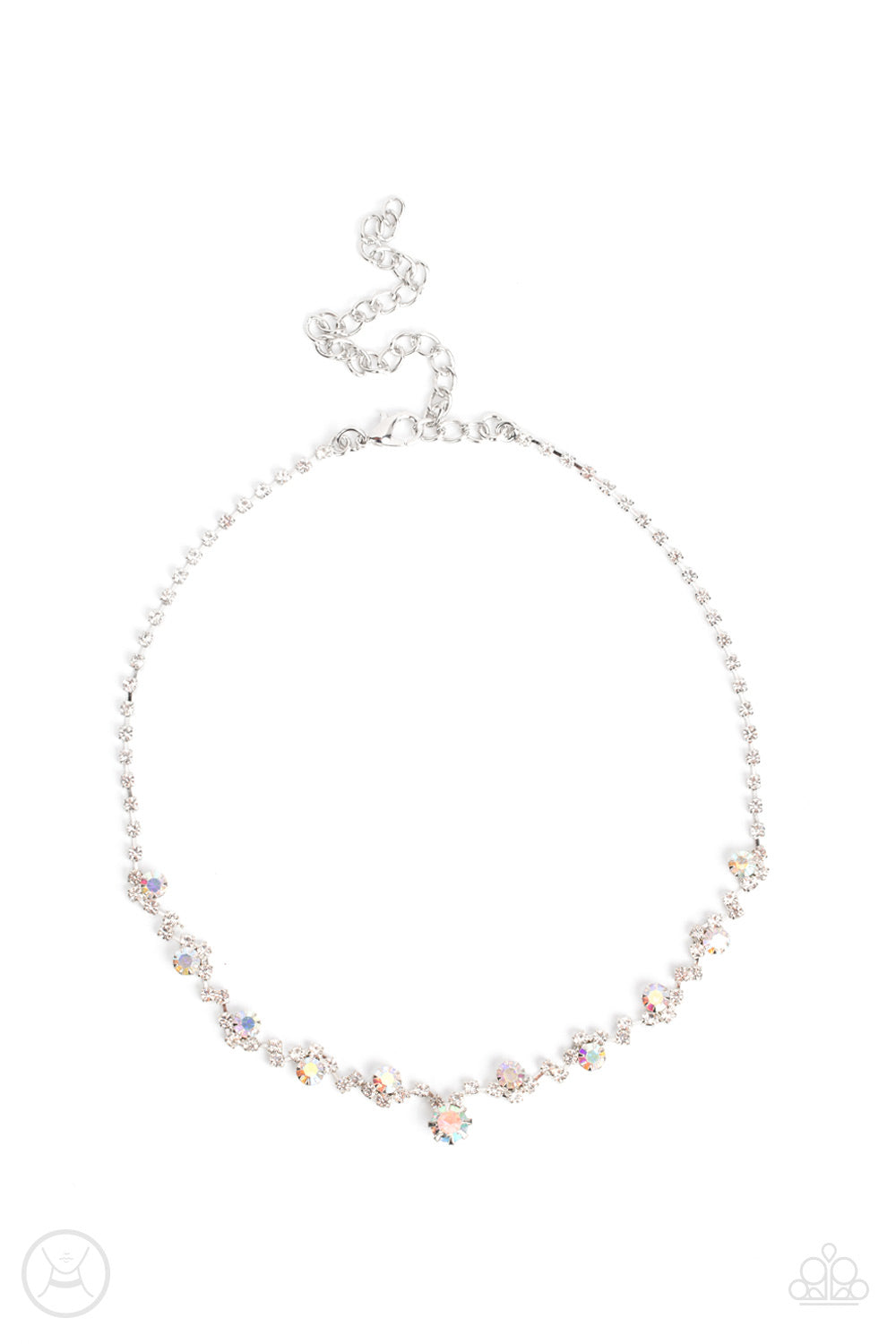 Regal Rebel - Multi Iridescent & White Rhinestone Paparazzi Choker Necklace & matching earrings