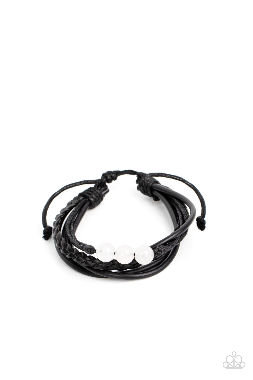 Rest Easy - White Quartz Stones & Mismatched Leathery Cord Paparazzi Urban Bracelet