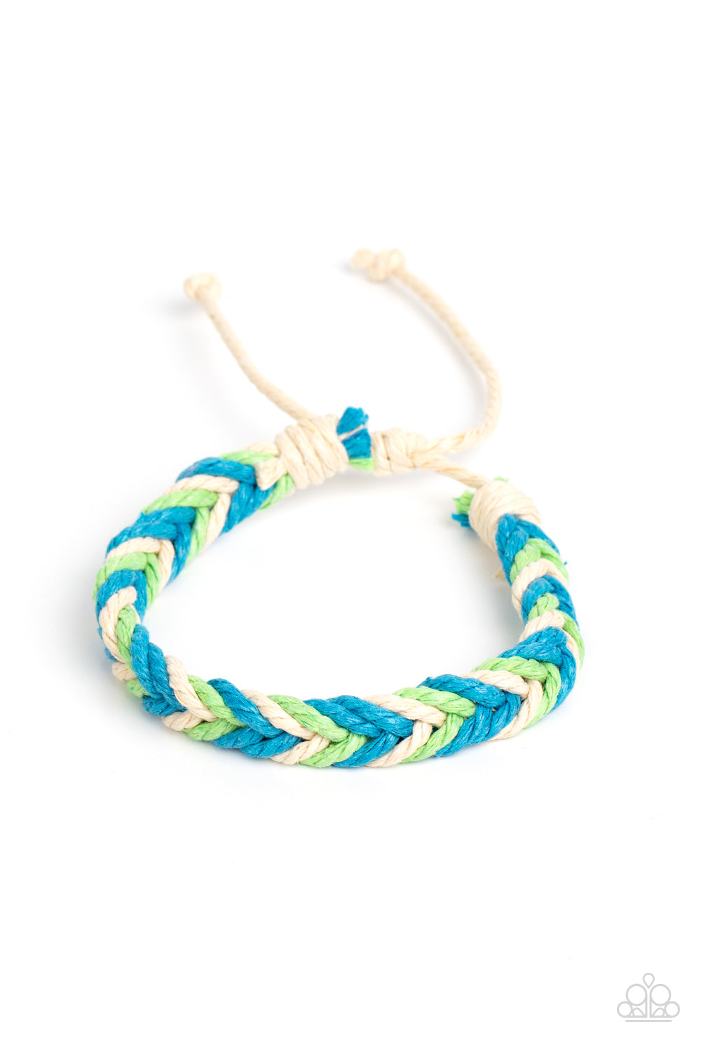 Born to Travel - Blue, Green, & White Woven Cording Paparazzi Urban Bracelet