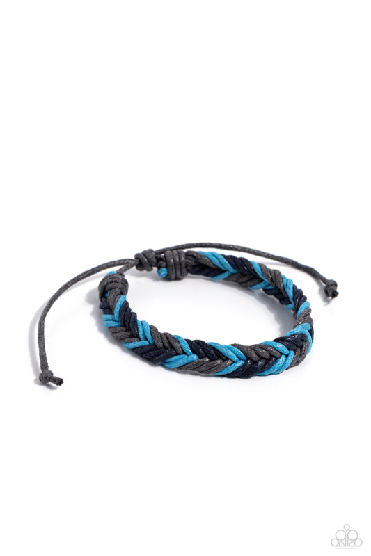 Travel Mode - Blue, Navy, & Gray Braided Cording Paparazzi Urban Bracelet
