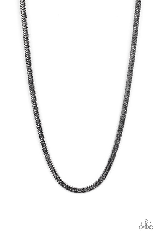 Downtown Defender - Gunmetal Interlocking Link Paparazzi Men's Necklace