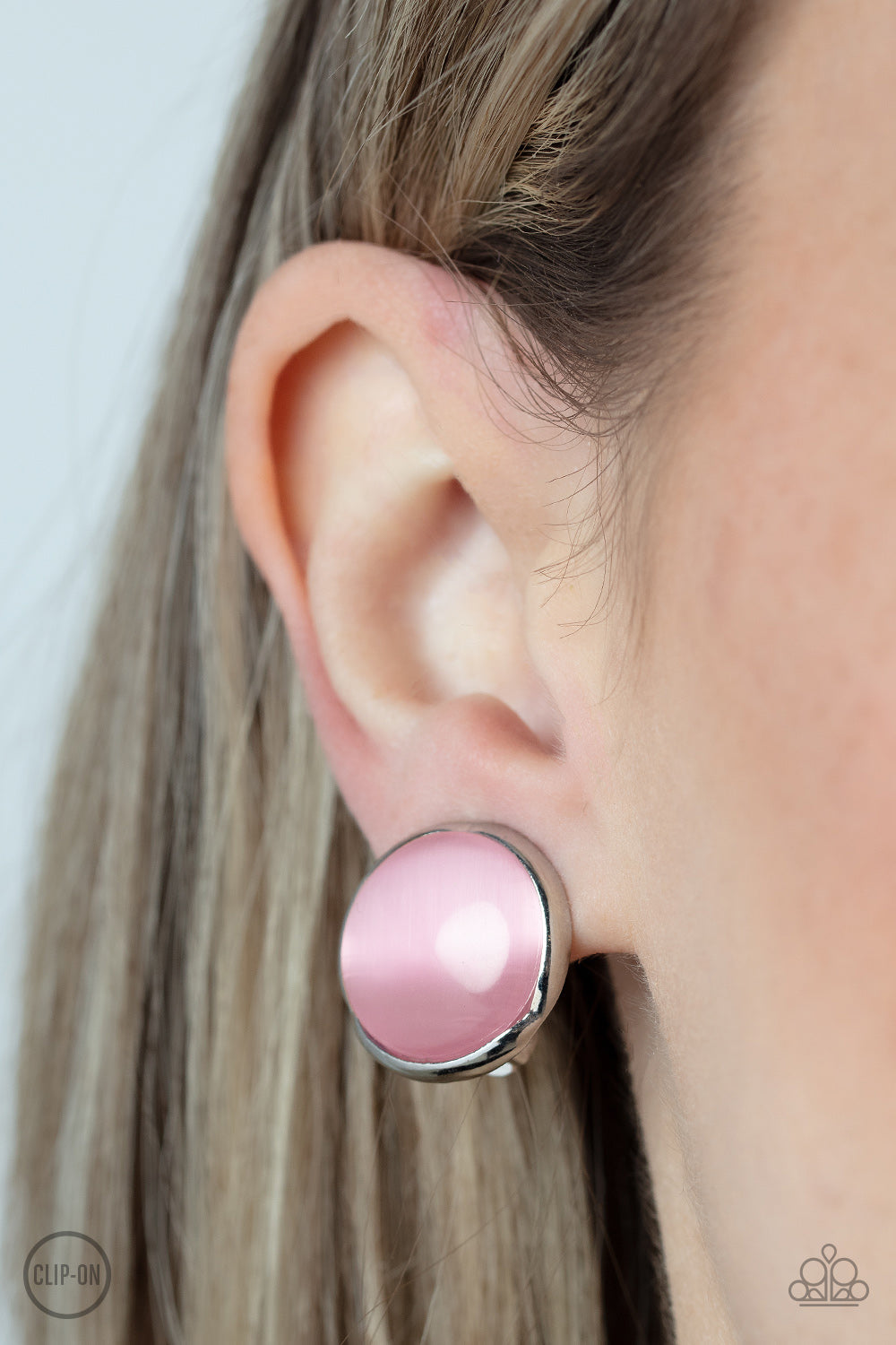 Cool Pools - Pink Cat's Eye Stone Paparazzi CLIP-ON Earrings