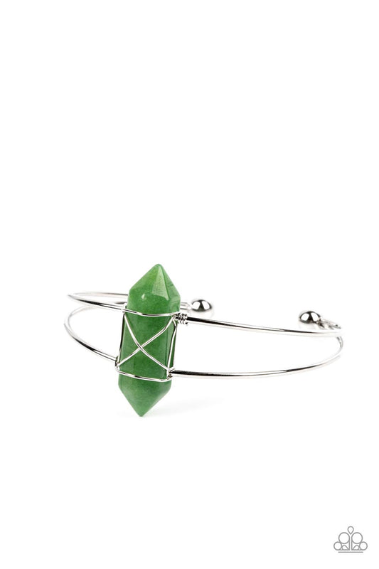 Terra Transcendence - Green Jade Stone Pendulum Paparazzi Cuff Bracelet