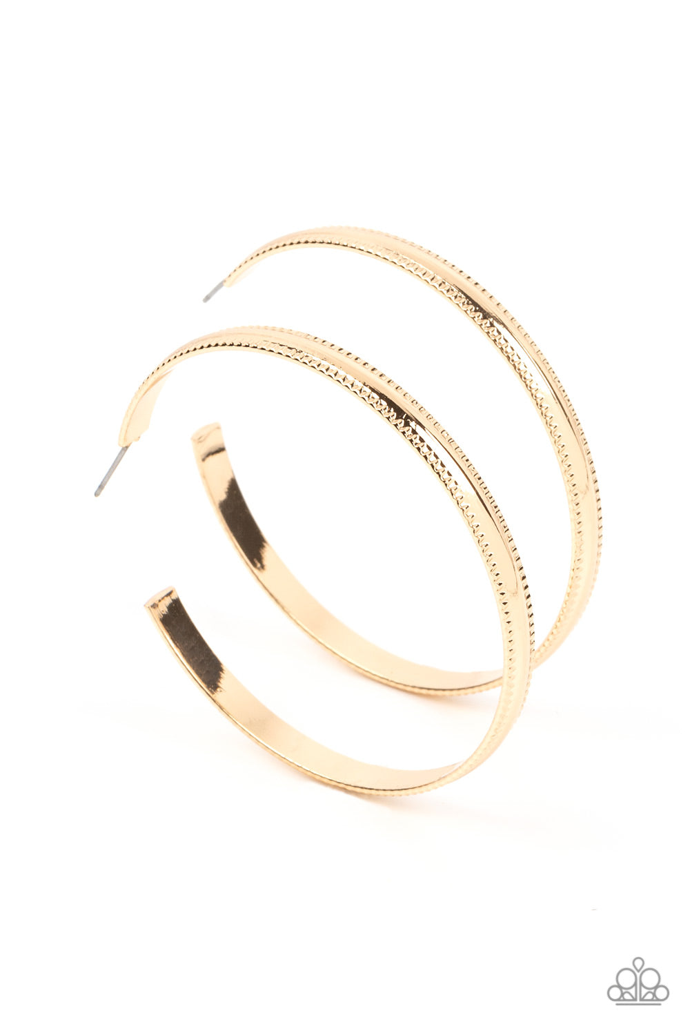 Monochromatic Magnetism - Gold Oversized Hoop Paparazzi Post Earrings