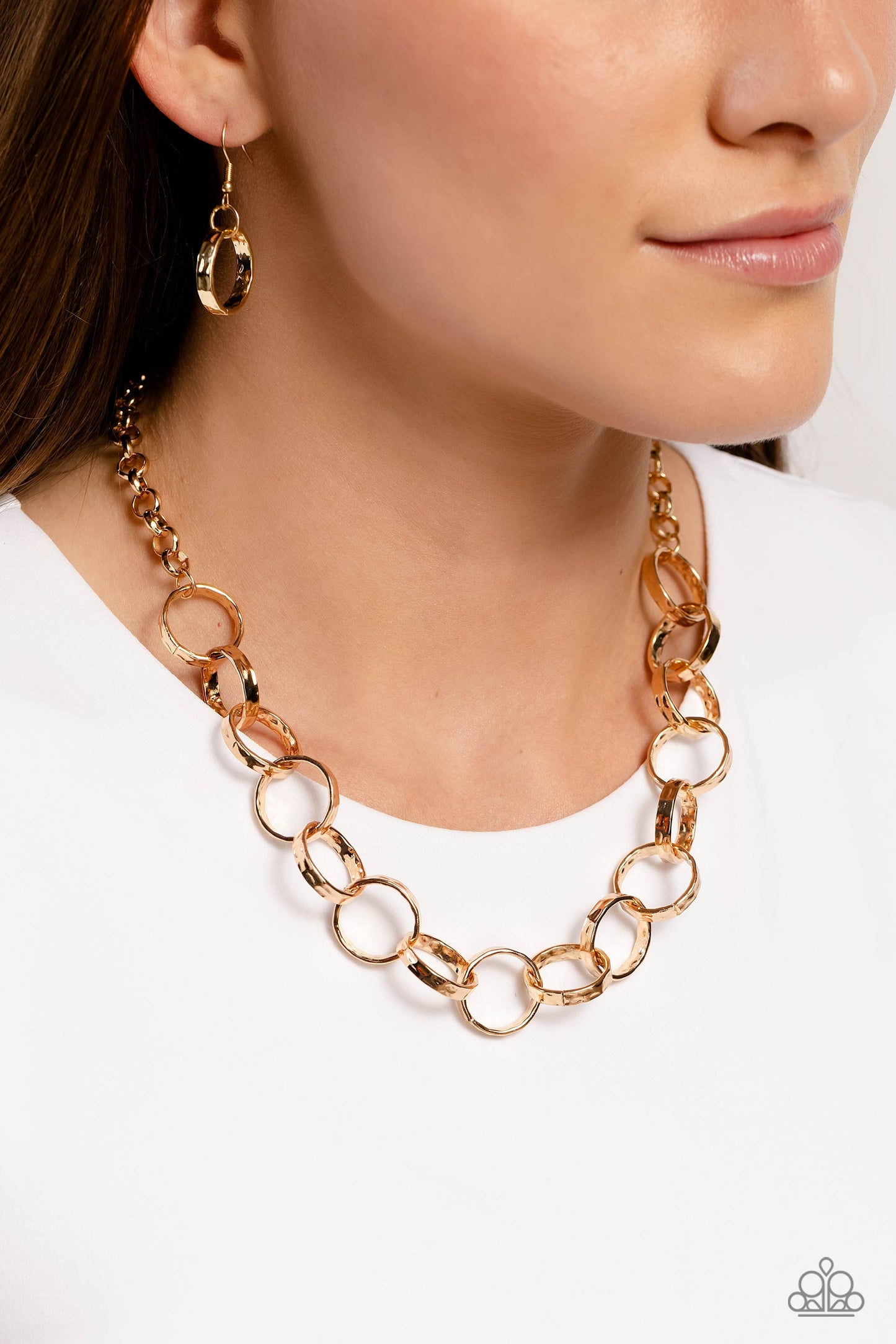 Metro Medley - Gold Chunky Link Paparazzi Necklace & matching earrings
