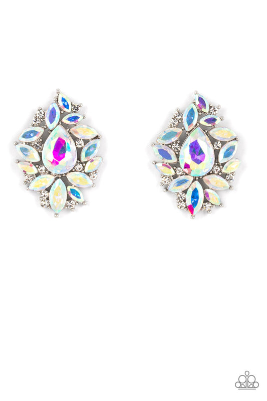 We All Scream for Ice QUEEN - Multi Iridescent Rhinestone Paparazzi Post Earrings