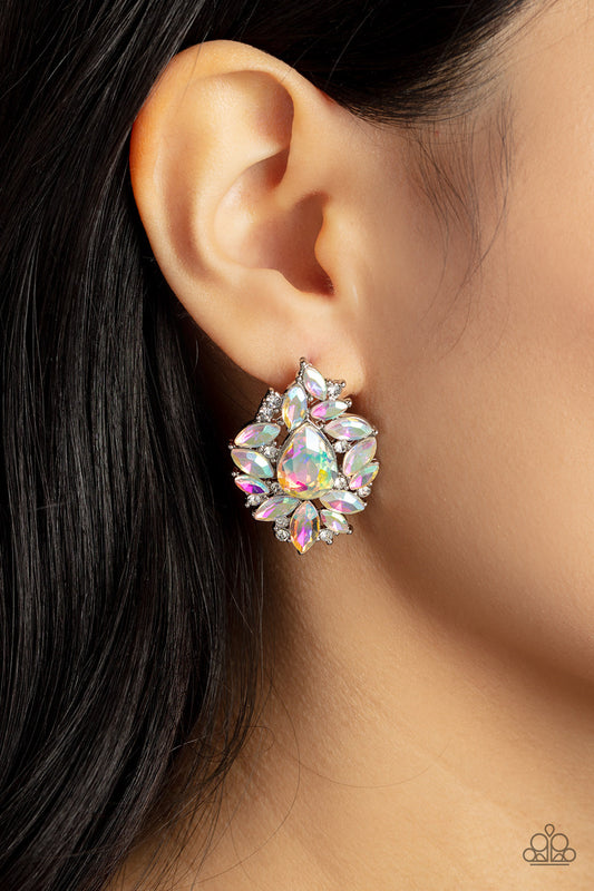 We All Scream for Ice QUEEN - Multi Iridescent Rhinestone Paparazzi Post Earrings