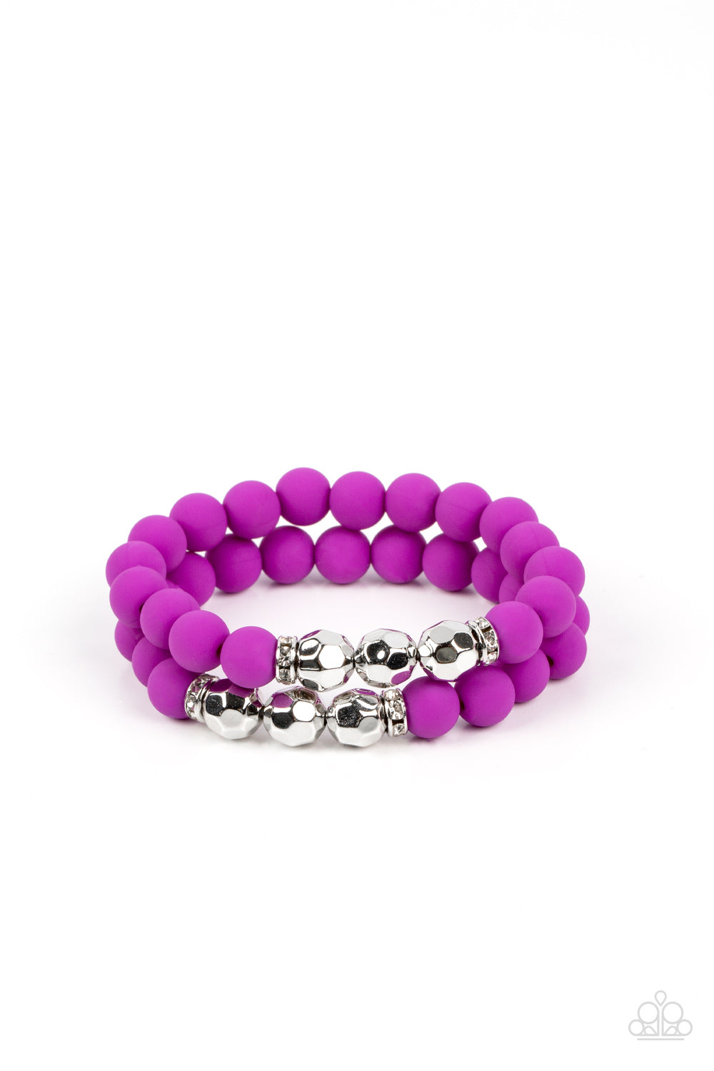 Dip and Dive - Purple Matte-Finished Beaded Paparazzi Set of 2 Stretch Bracelets