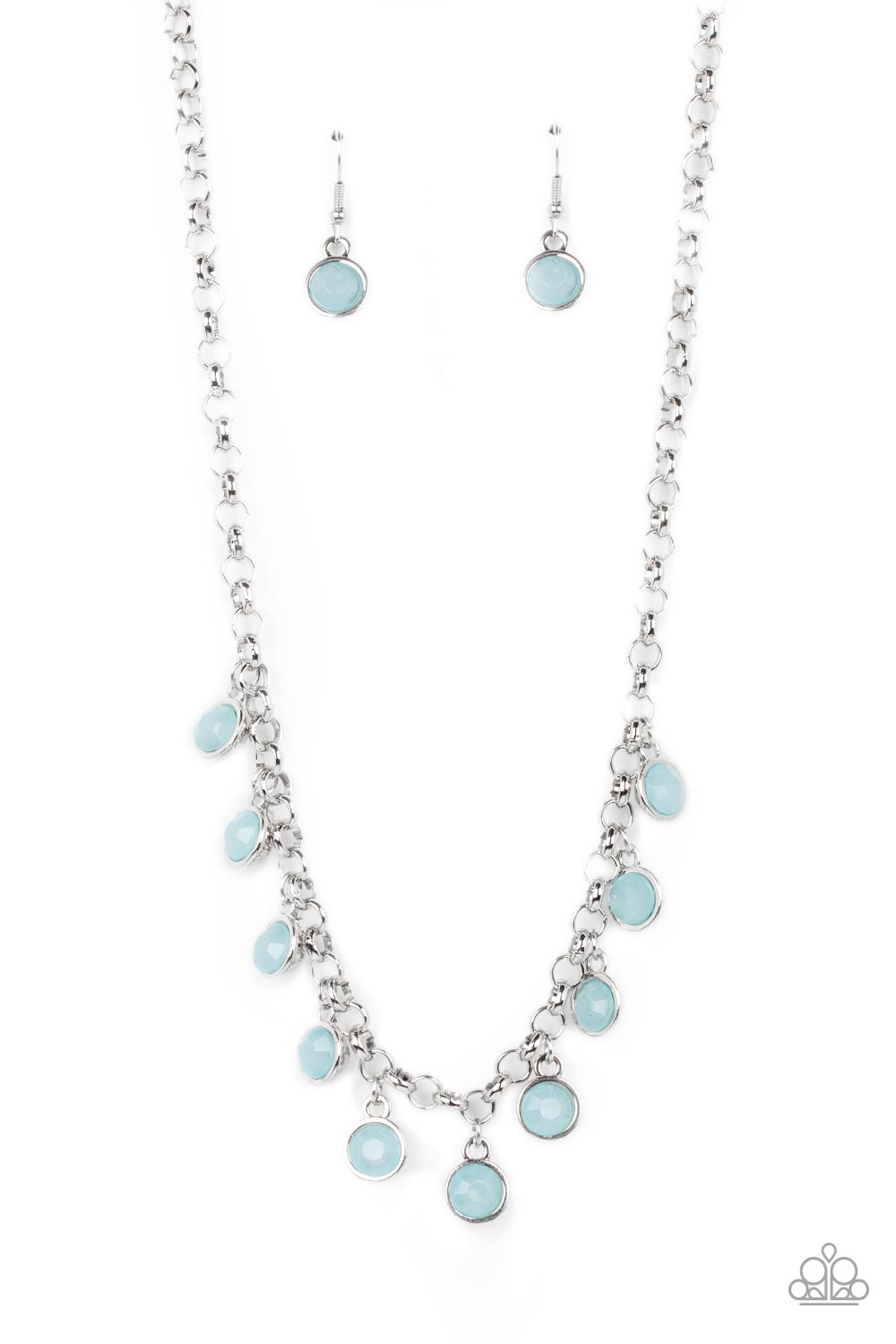 Moonbeam Magic - Blue Crystal-Like Beaded Paparazzi Necklace & matching earrings