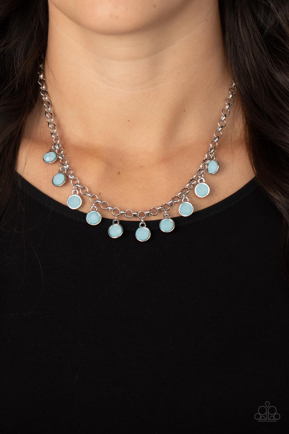 Moonbeam Magic - Blue Crystal-Like Beaded Paparazzi Necklace & matching earrings