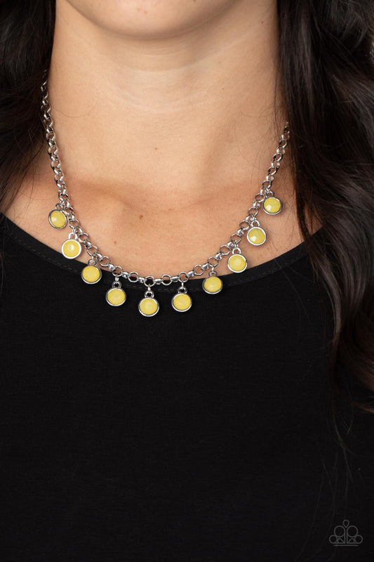 Moonbeam Magic - Yellow Crystal-Like Beaded Paparazzi Necklace & matching earrings