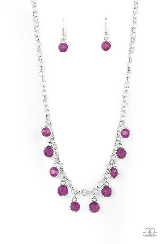 Moonbeam Magic - Purple Milky Beaded Paparazzi Necklace & matching earrings