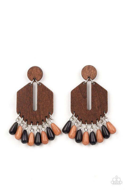 Western Retreat - Multi Black & Brown Wooden Paparazzi Earrings
