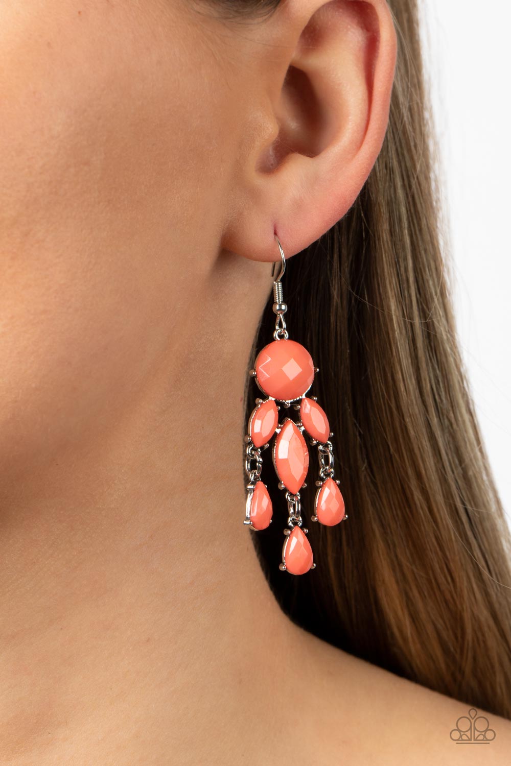 Summer Feeling - Orange/Coral Faceted Beaded Paparazzi Earrings