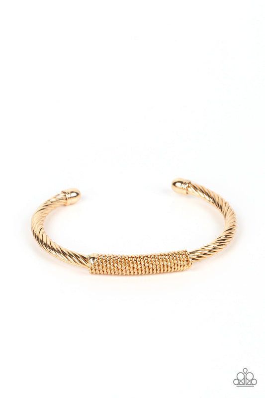 CABLE-Minded - Gold Twisted Wire Paparazzi Men's Cuff Bracelet