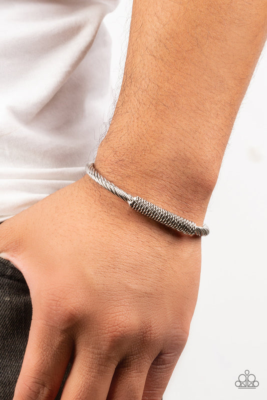 CABLE-Minded - Silver Twisted Wire Men's Paparazzi Bracelet