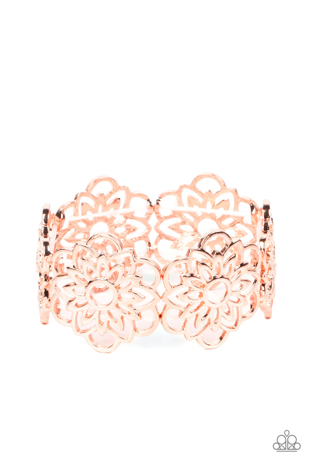 Baroque Bouquet - Rose Gold Airy Flower Bloom Paparazzi Stretch Bracelet