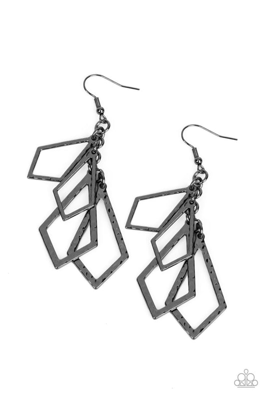 Totally TERRA-ific - Gunmetal Trapezoidal Frame Paparazzi Earrings