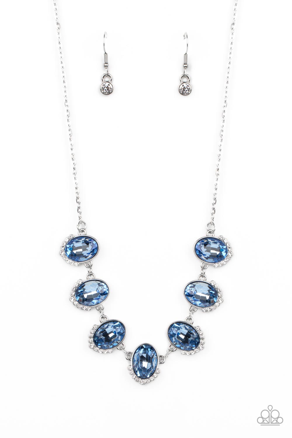 Unleash Your Sparkle - Blue Lake Oval Gems/White Rhinestone Paparazzi Necklace & matching earrings