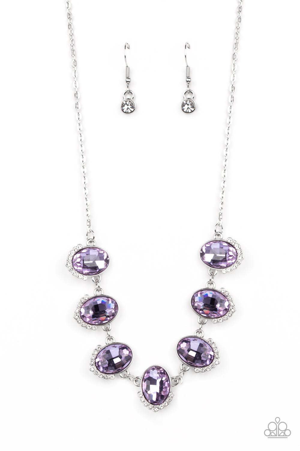 Unleash Your Sparkle - Purple Oversized Oval Gems/White Rhinestone Paparazzi Necklace & matching earrings