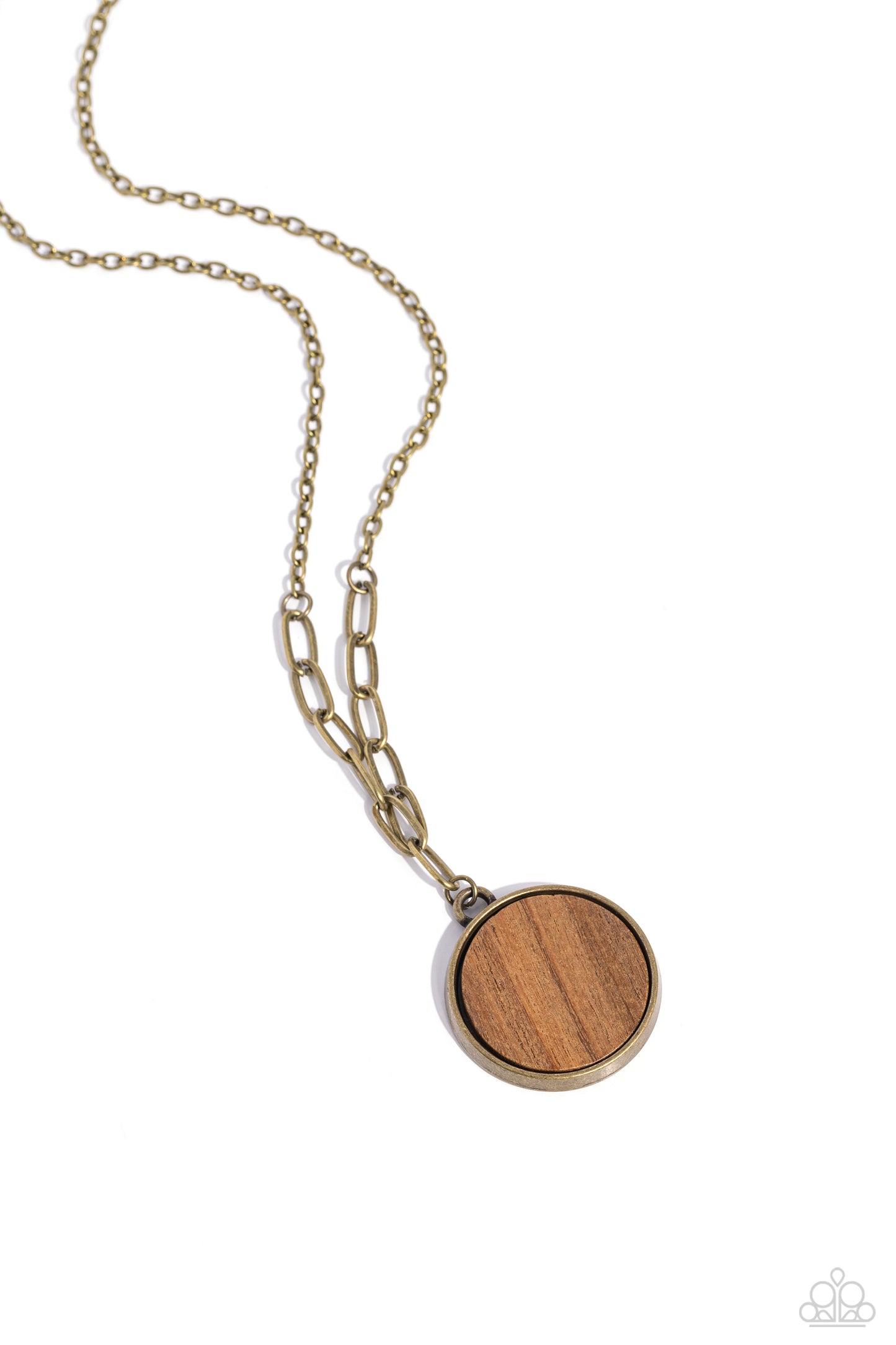 WOODnt Dream of It - Brass Fitting/Wooden Disc Pendant Paparazzi Necklace & matching earrings