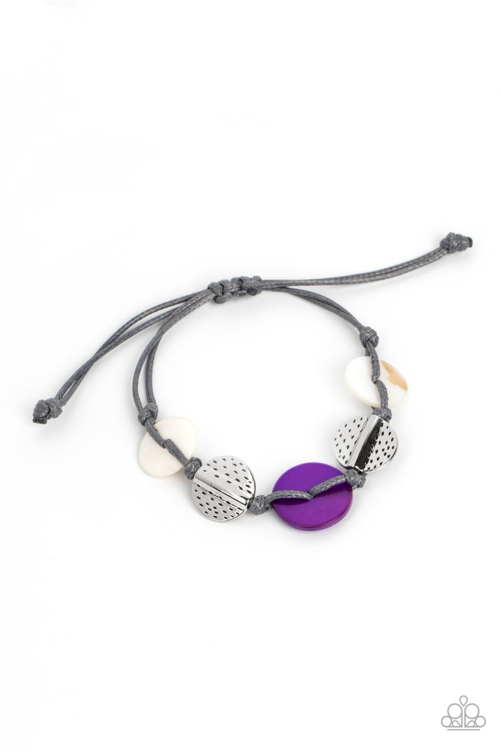 Shore Up - Purple & White Shells/Gray Cording Paparazzi Urban Bracelet