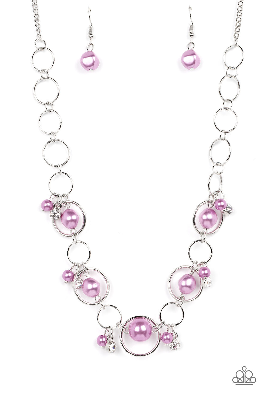 Think of the POSH-ibilities! - Purple Pearls & Silver Ring Paparazzi Necklace & matching earrings