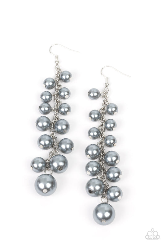Atlantic Affair - Silver Bubbly Pearl Tassel Paparazzi Earrings