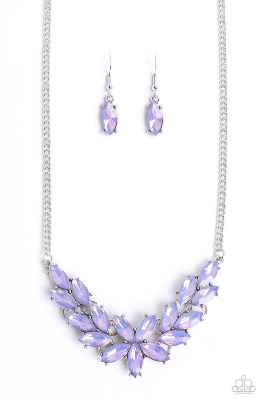 Ethereal Efflorescence - Purple Opaque Gem Floral Centerpiece Paparazzi Necklace & matching earrings