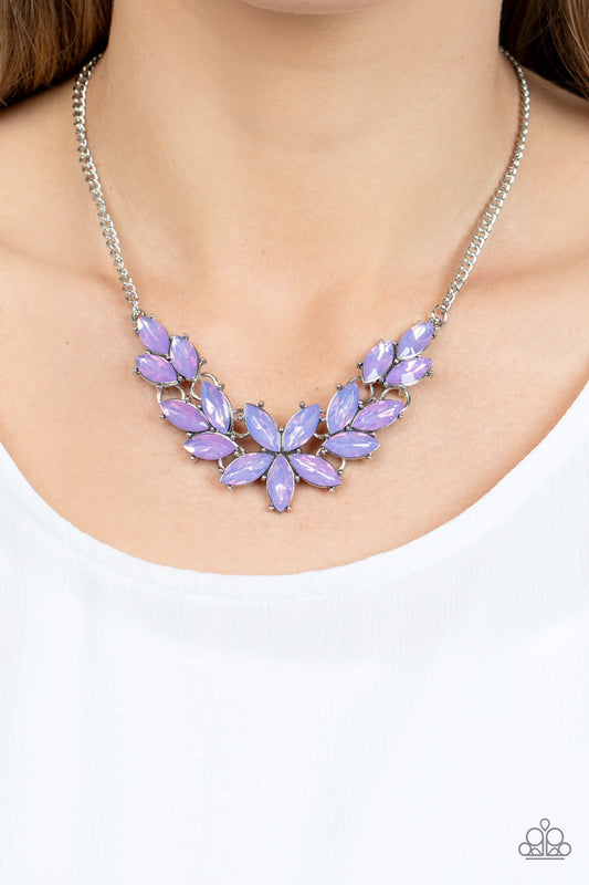 Ethereal Efflorescence - Purple Opaque Gem Floral Centerpiece Paparazzi Necklace & matching earrings