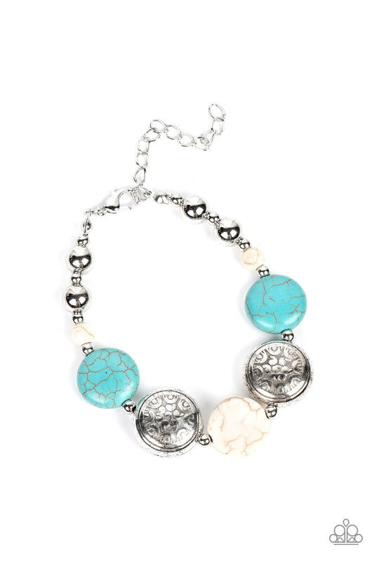 Oasis Orchard - Multi Turquoise/White Stone & Silver Accent Paparazzi Stretch Bracelet