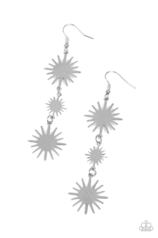 Solar Soul - Silver Sunburst Frame Paparazzi Earrings