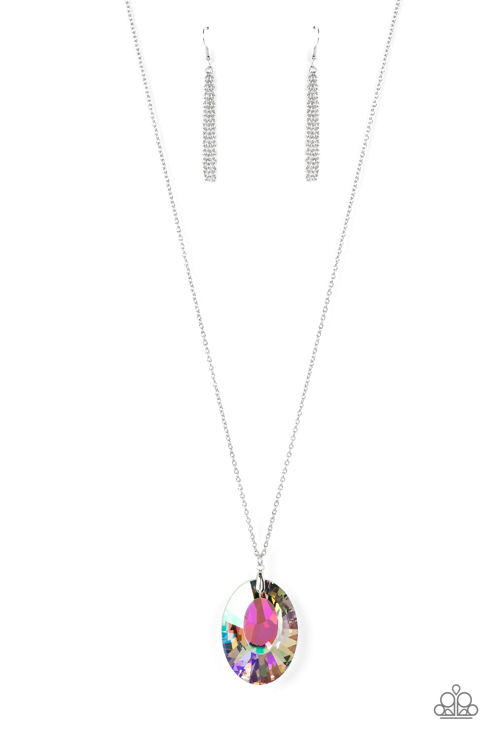 Celestial Essence - Multi Oversized Iridescent Gem Pendant Paparazzi Necklace & matching earrings