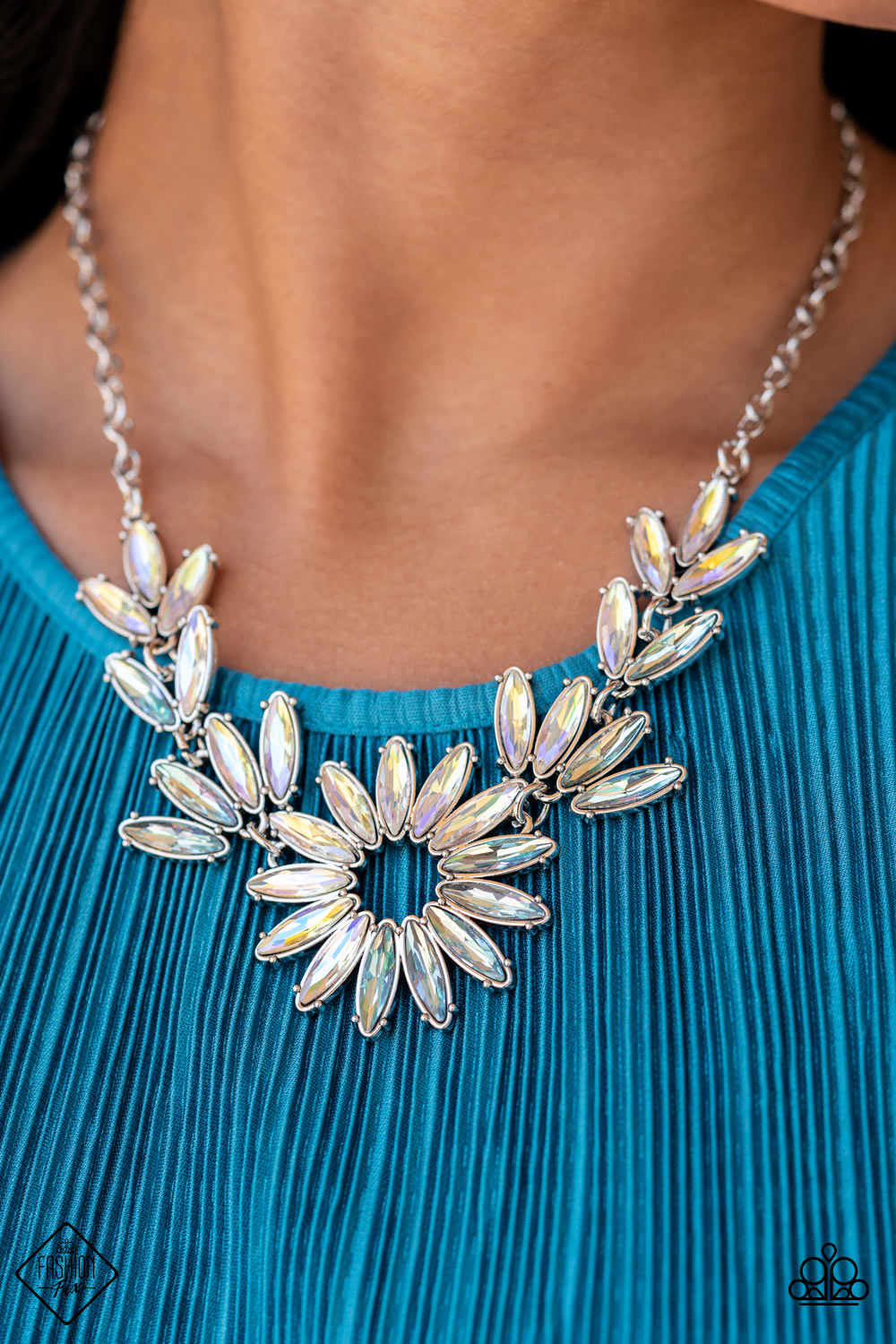 Celestial Cruise - Multi Iridescent Gem Flower Inspired Paparazzi Necklace & matching earrings