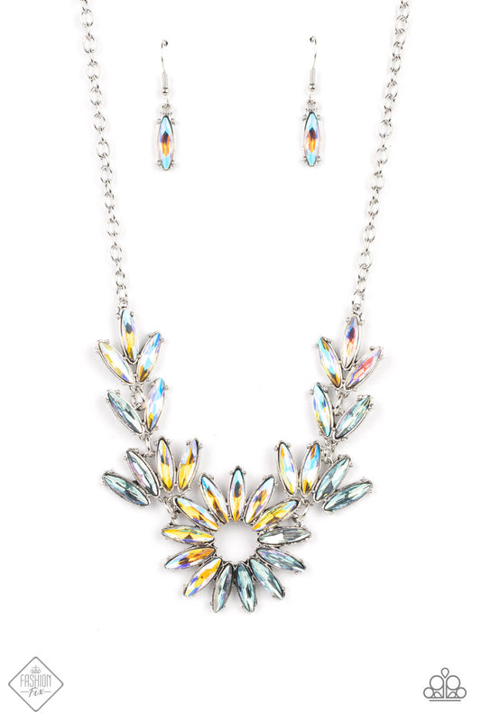 Celestial Cruise - Multi Iridescent Gem Flower Inspired Paparazzi Necklace & matching earrings