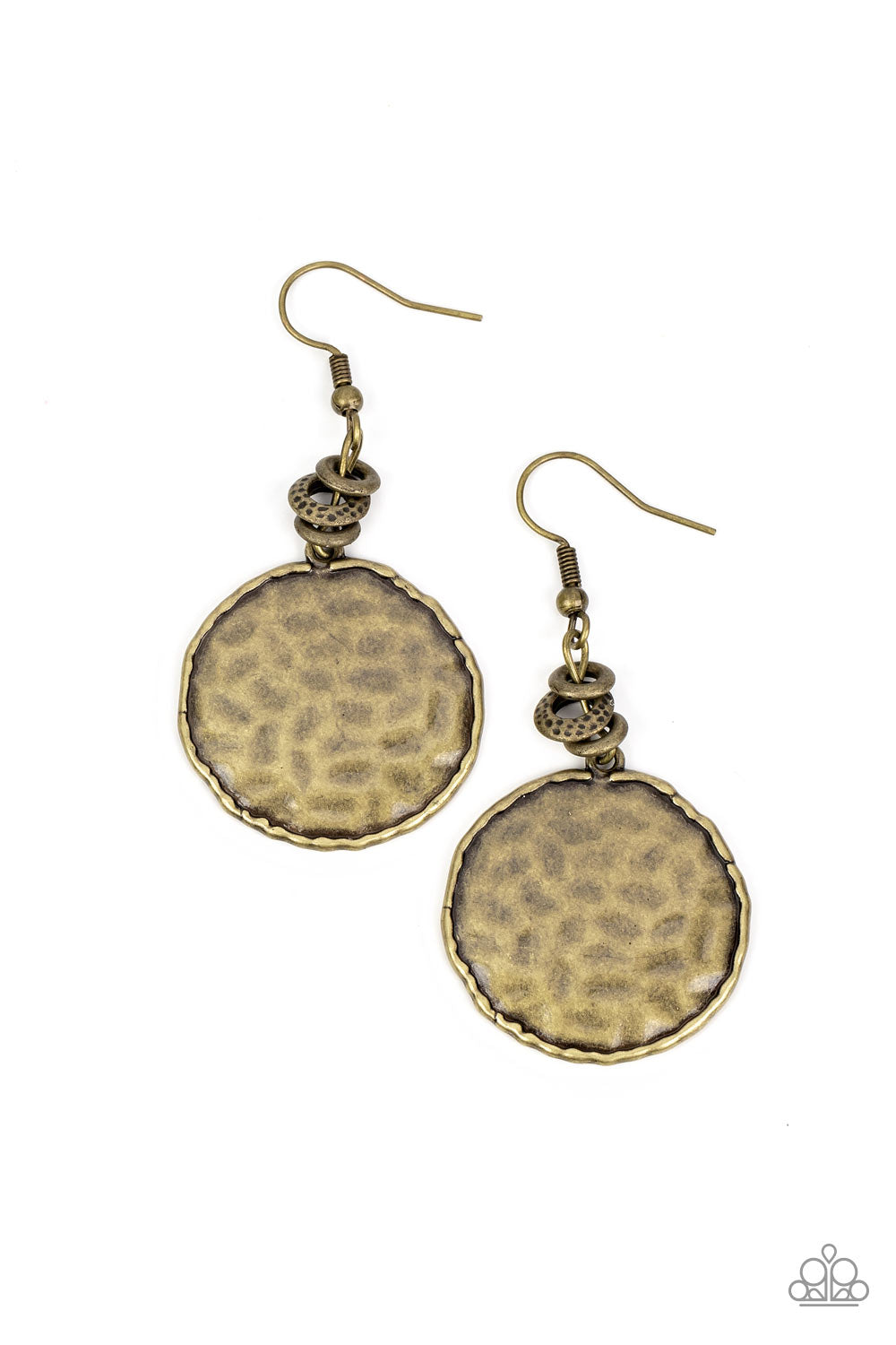 Prehistoric Perfection - Brass Hammered Circles Paparazzi Earrings