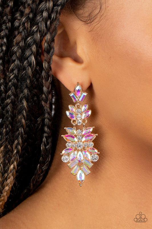 Frozen Fairytale - Multi Iridescent Round, Marquise, & Emerald Cut Rhinestone Paparazzi Earrings