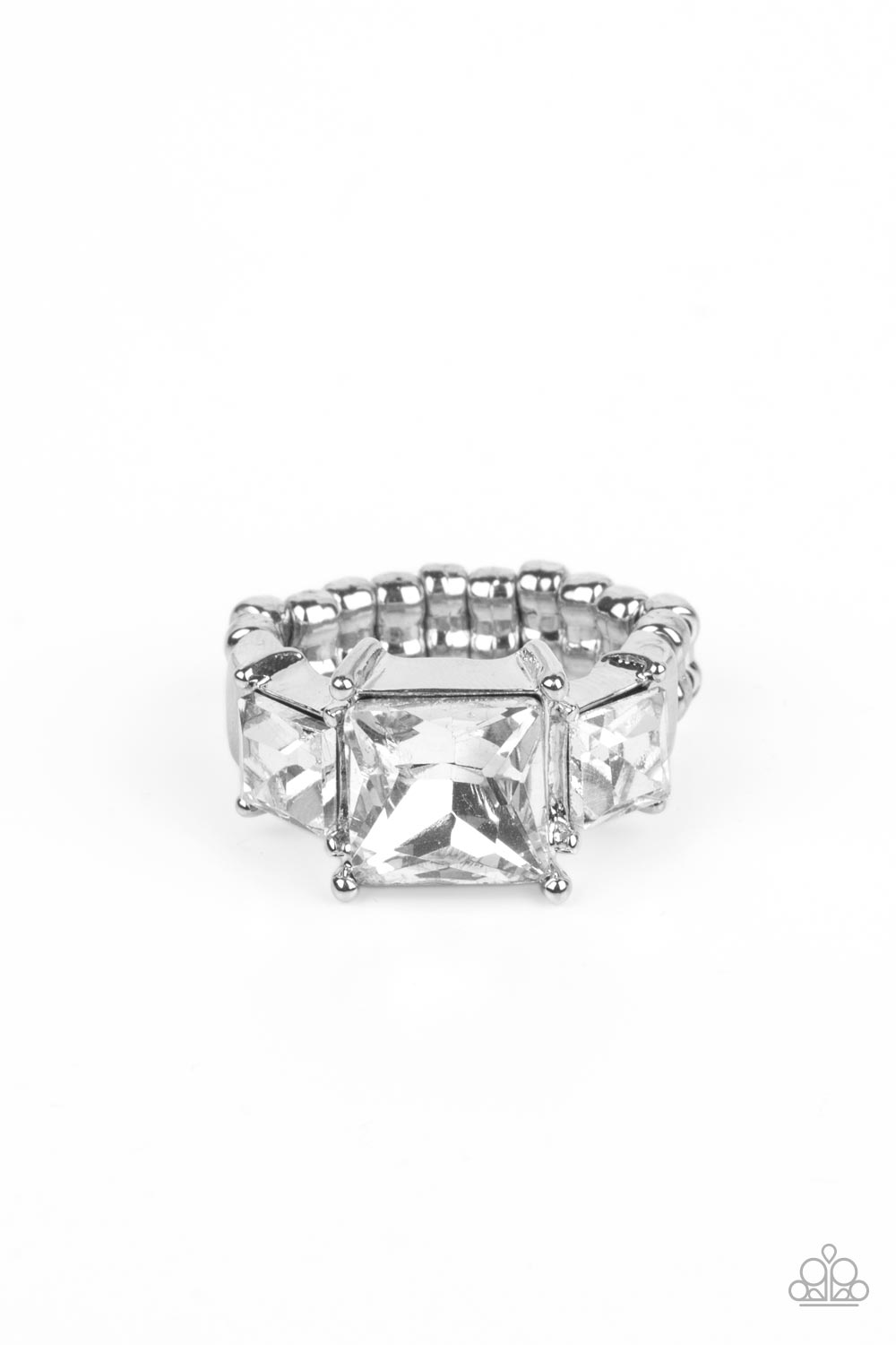 Treasured Twinkle - White Princess Cut Rhinestone Paparazzi Ring