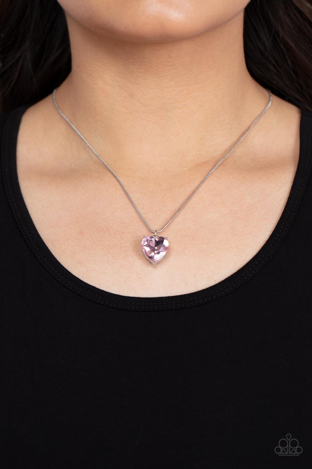 Smitten with Style - Pink Heart-Shaped Rhinestone Pendant Paparazzi Necklace & matching earrings