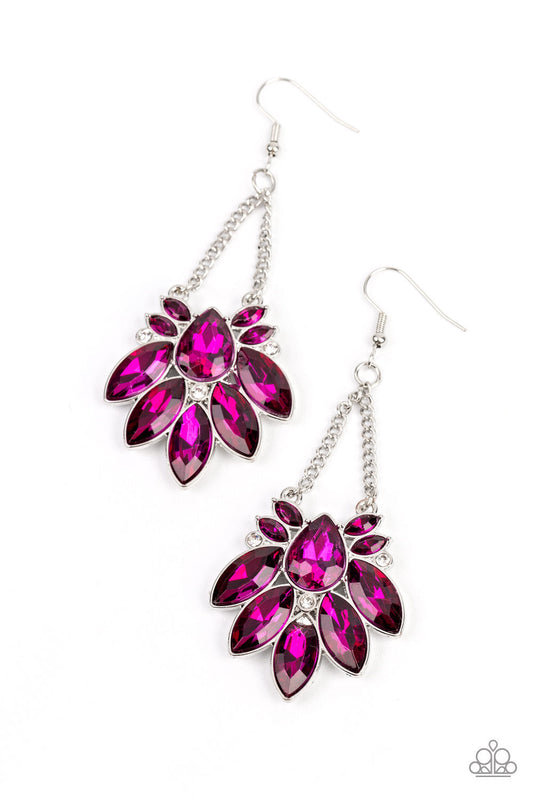 Prismatic Pageantry - Pink Faceted Teardrop Gem Paparazzi Earrings