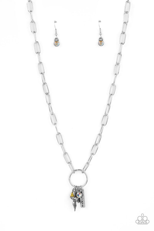 Inspired Songbird - Yellow Gem/Charm Pendant Paparazzi Necklace & matching earrings