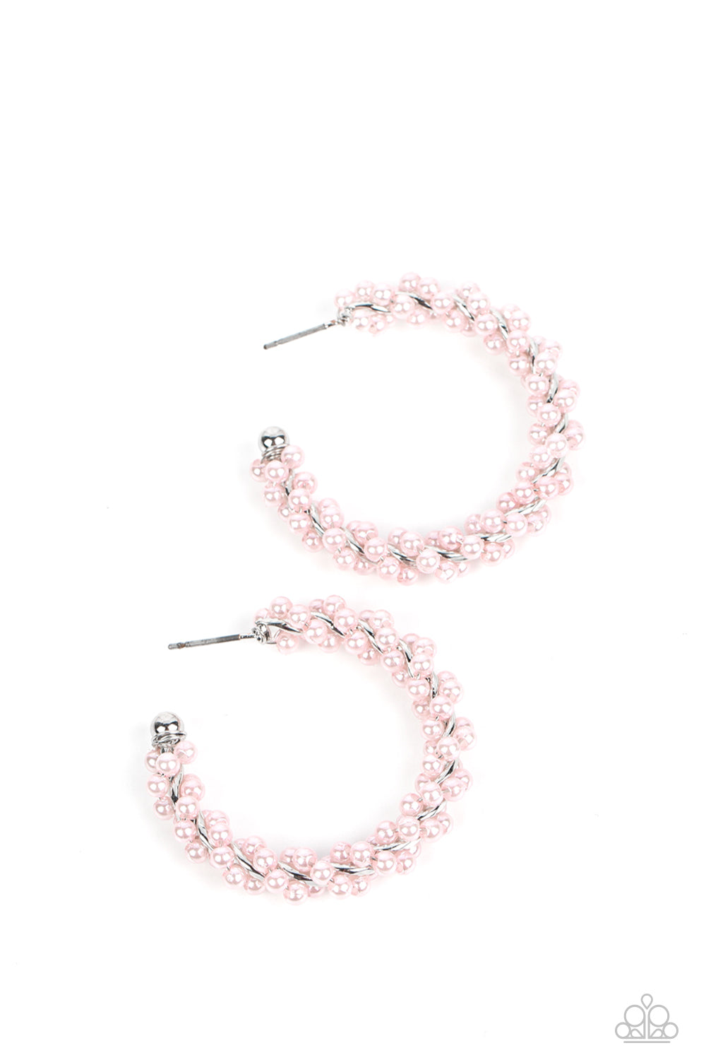 Yacht Royale - Pink Dainty Pearl Paparazzi Hoop Earrings